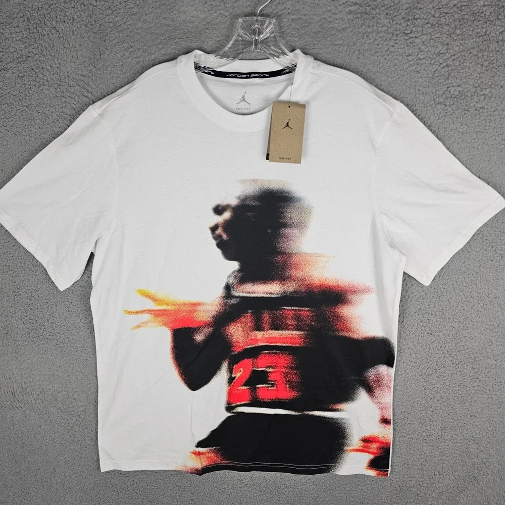 Jordan T-Shirt Mens L White HQ8966-100 Sport Dri-FIT Graphic Jumpman Active